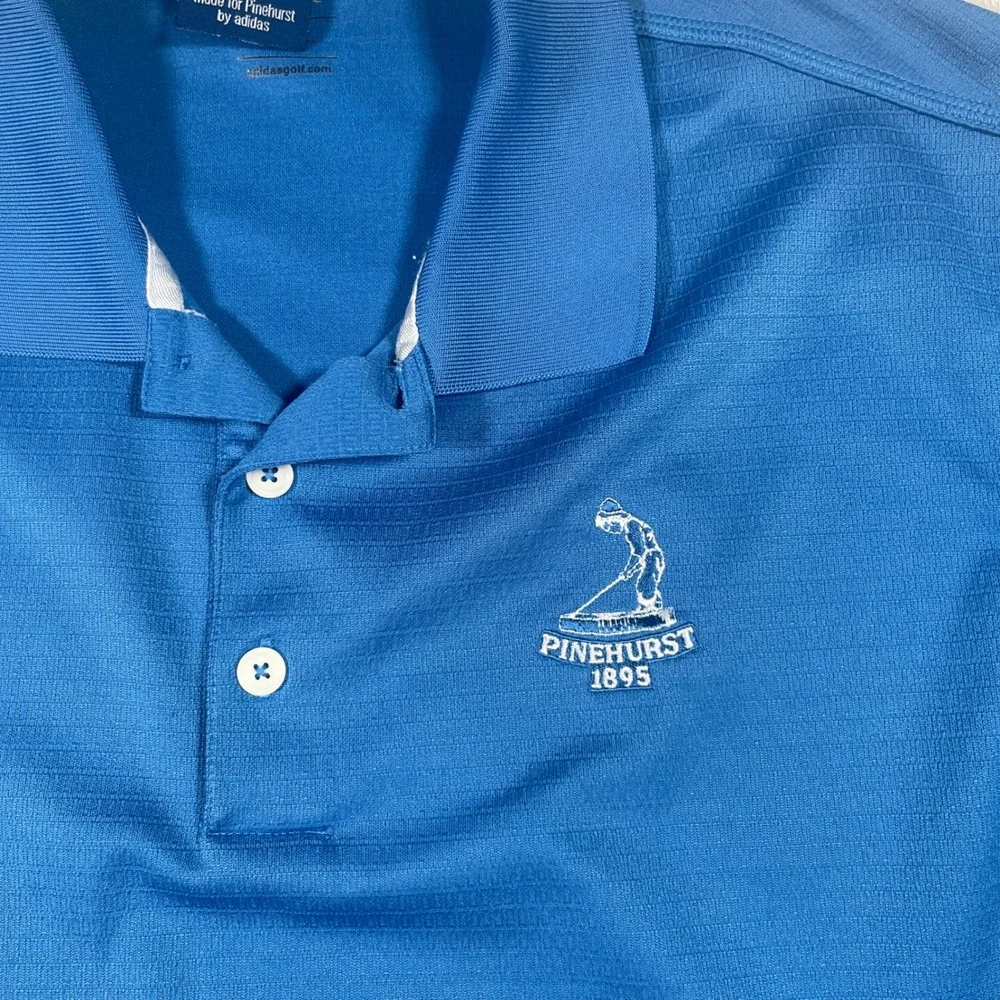 Pinehurst By Adidas Golf Polo Mens XL Blue Climalite Short Sleeve Textured Shirt